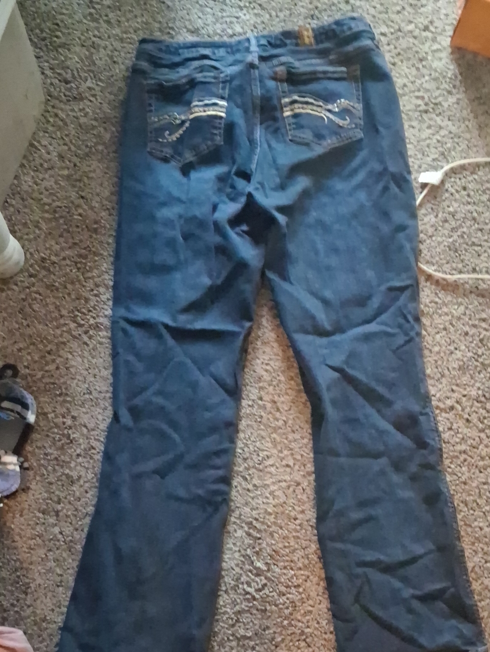 Women’s Blue Bootcut Jeans with Embellished Back Pockets
